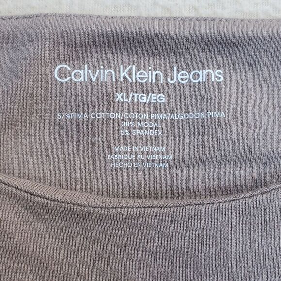 Calvin Klein Ribbed Scuba Bodysuit Dark Beige/Gray - Picture 4 of 11